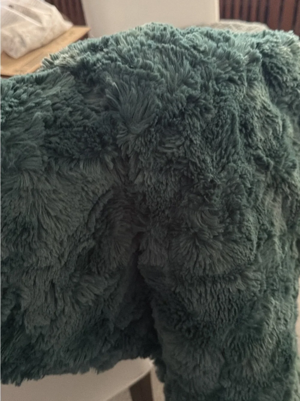 Plush Teal Faux Fur Throw